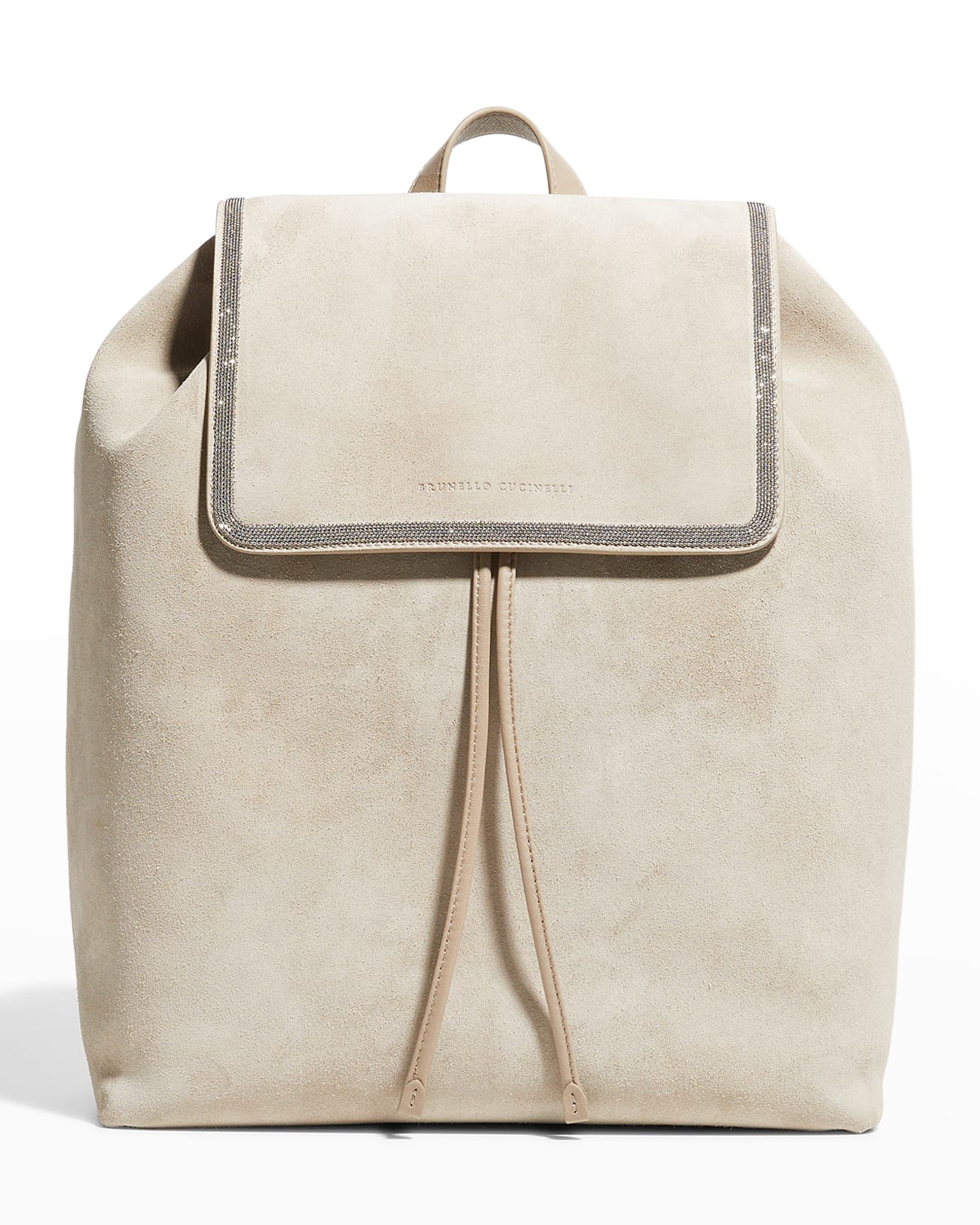Brunello Cucinelli Monili Suede & Leather Drawstring Backpack