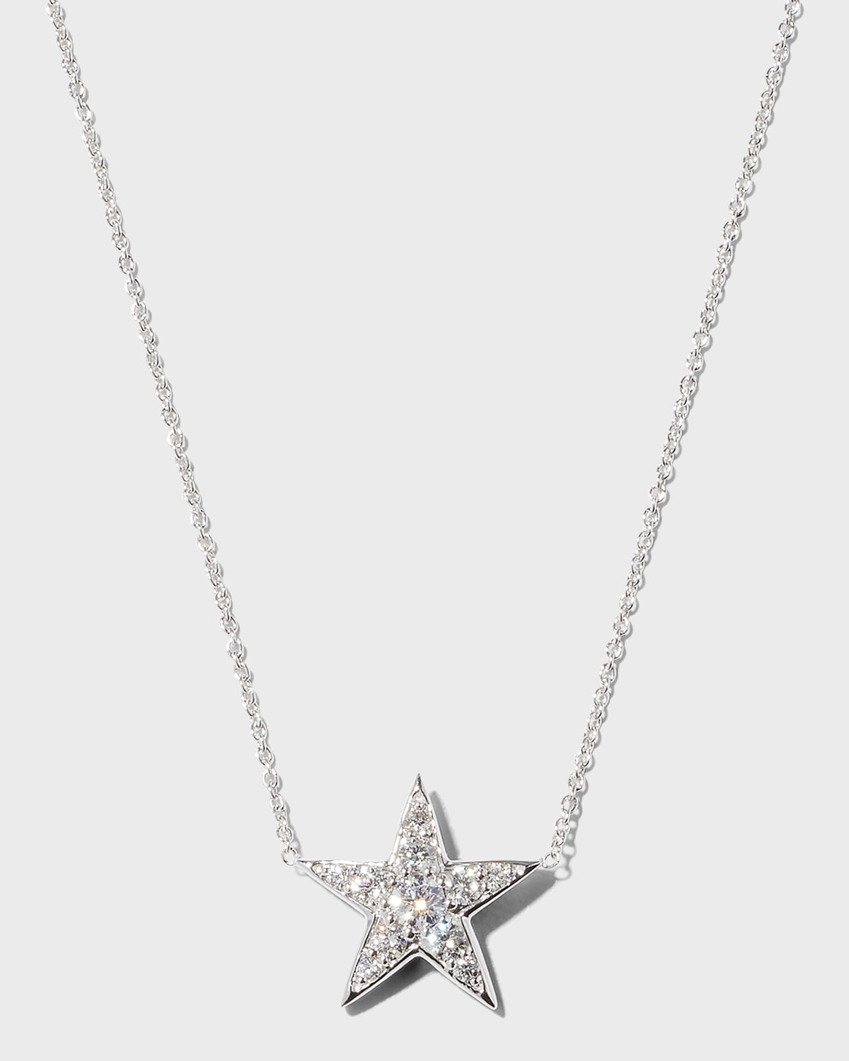 18K White Gold Diamond Star Necklace