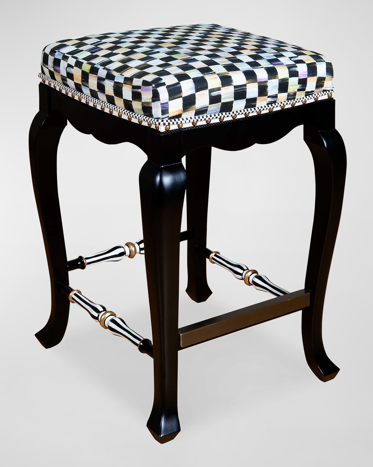 Black Courtly Check Counter Stool, 36"