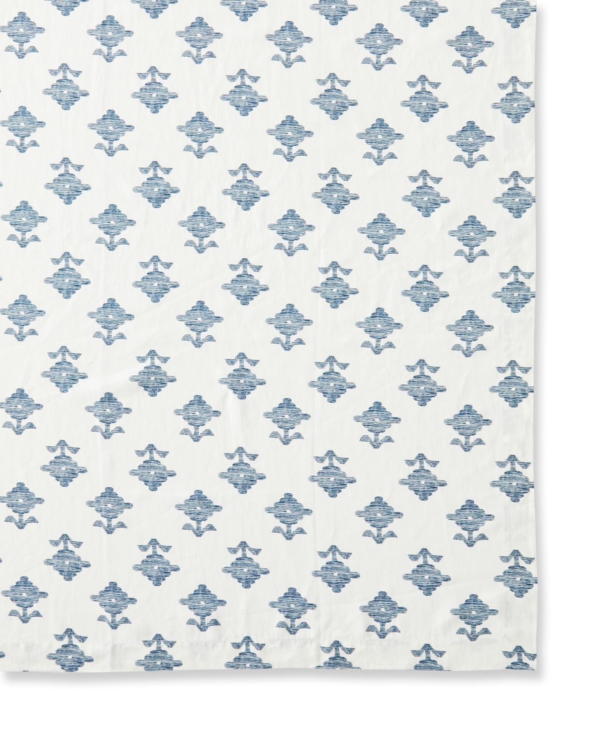 Shop Matouk Schumacher Rubia Linen Tablecloth, 70" X 144" In White/blue