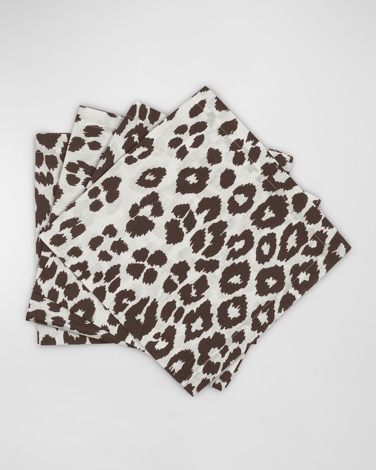 Shop Matouk Schumacher Iconic Leopard Napkins, Set Of 4 In Cinder