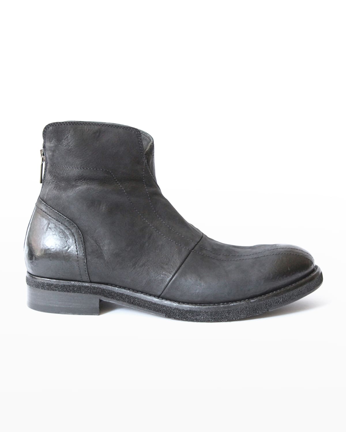 Jo Ghost Men's Zip Washed Leather Ankle Boots In Black