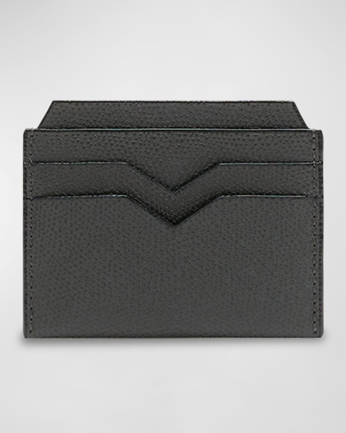 Valextra Calf Leather Card Holder In Gf Fumo Londra