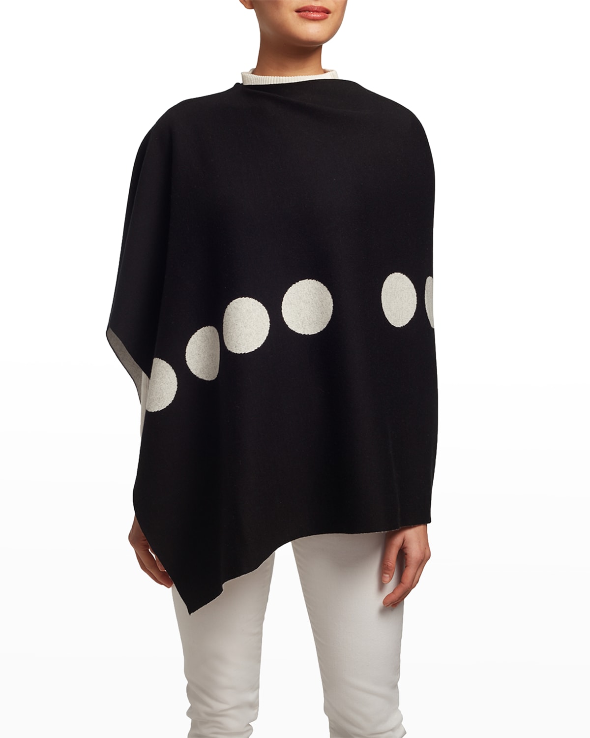 Elyse Maguire The Marconi Morse Code Hug Knit Poncho In Black/ivory