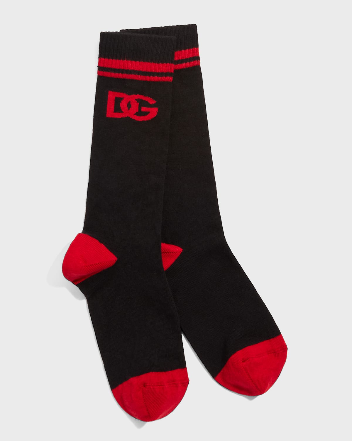 Dolce & Gabbana Kid's Interlocking Dg Logo Ribbed Socks In Variante Abbinata
