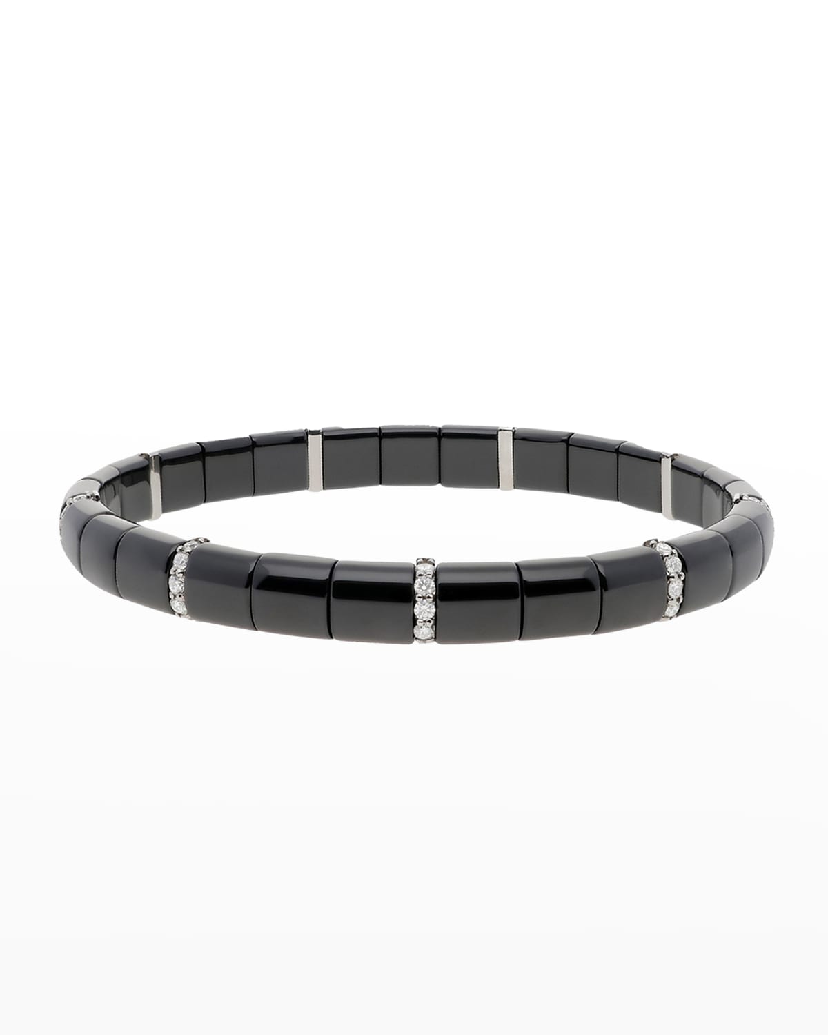 Pura Black Ceramic Stretch Bracelet with Diamonds