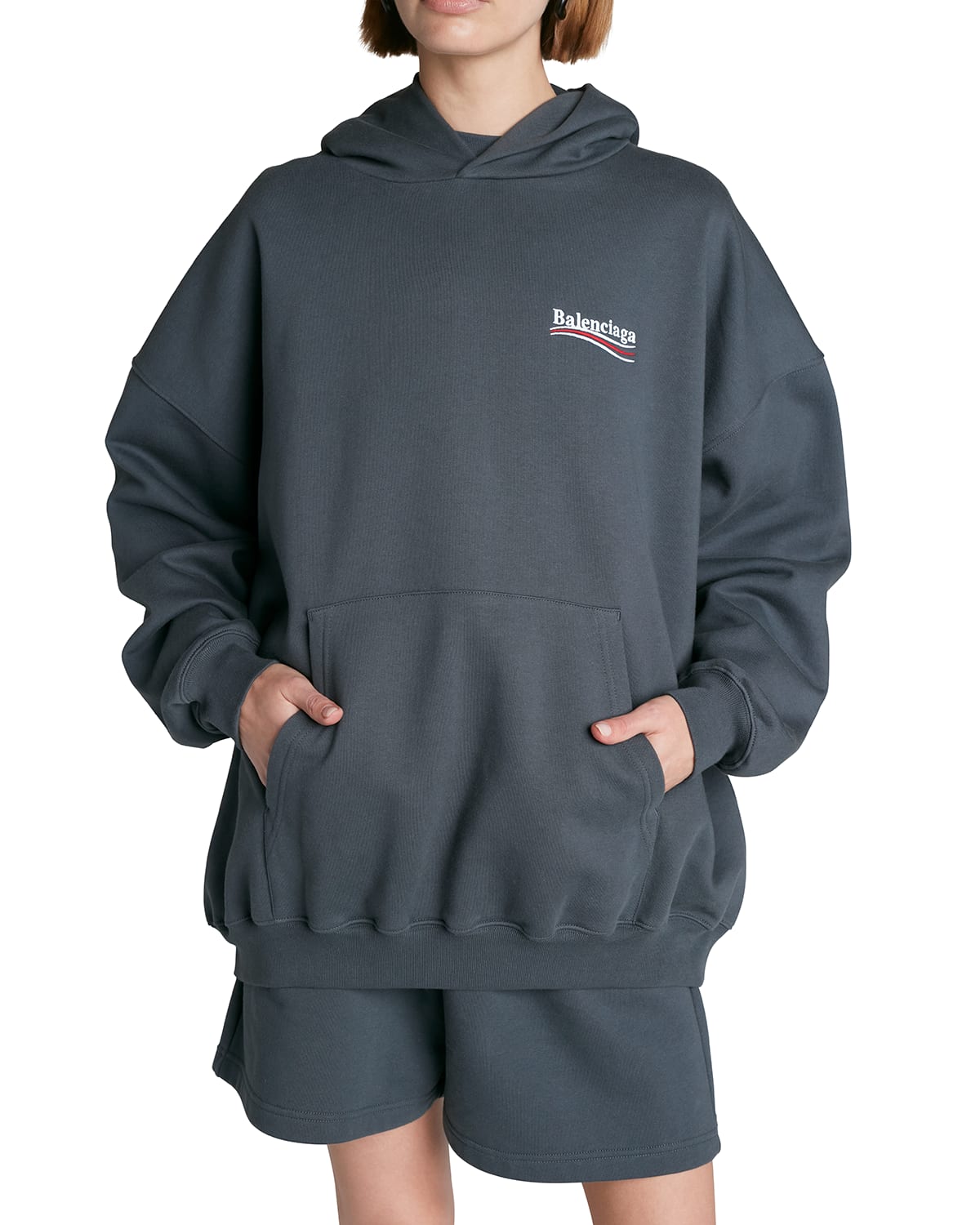 Balenciaga Campaign Logo Oversize Cotton Hoodie In Fuschia