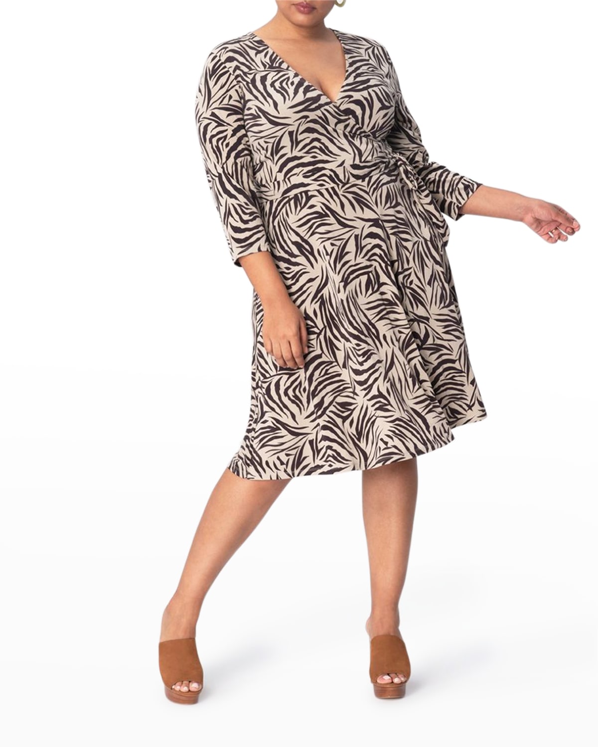 Leota Plus Size Perfect Wrap Zebra Safari Dress