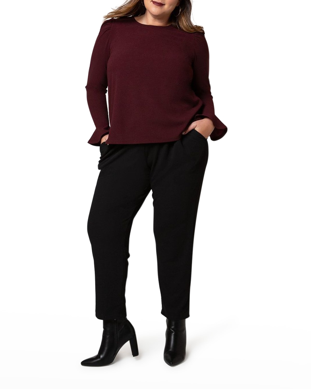 Leota Plus Size Jennifer Ruffle-Sleeve Top