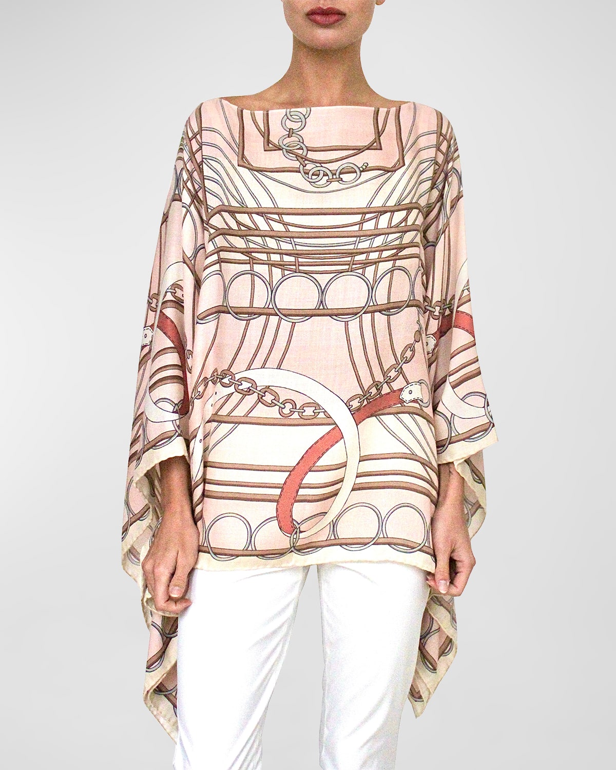 Rani Arabella Printed Cashmere-blend Poncho In Pink