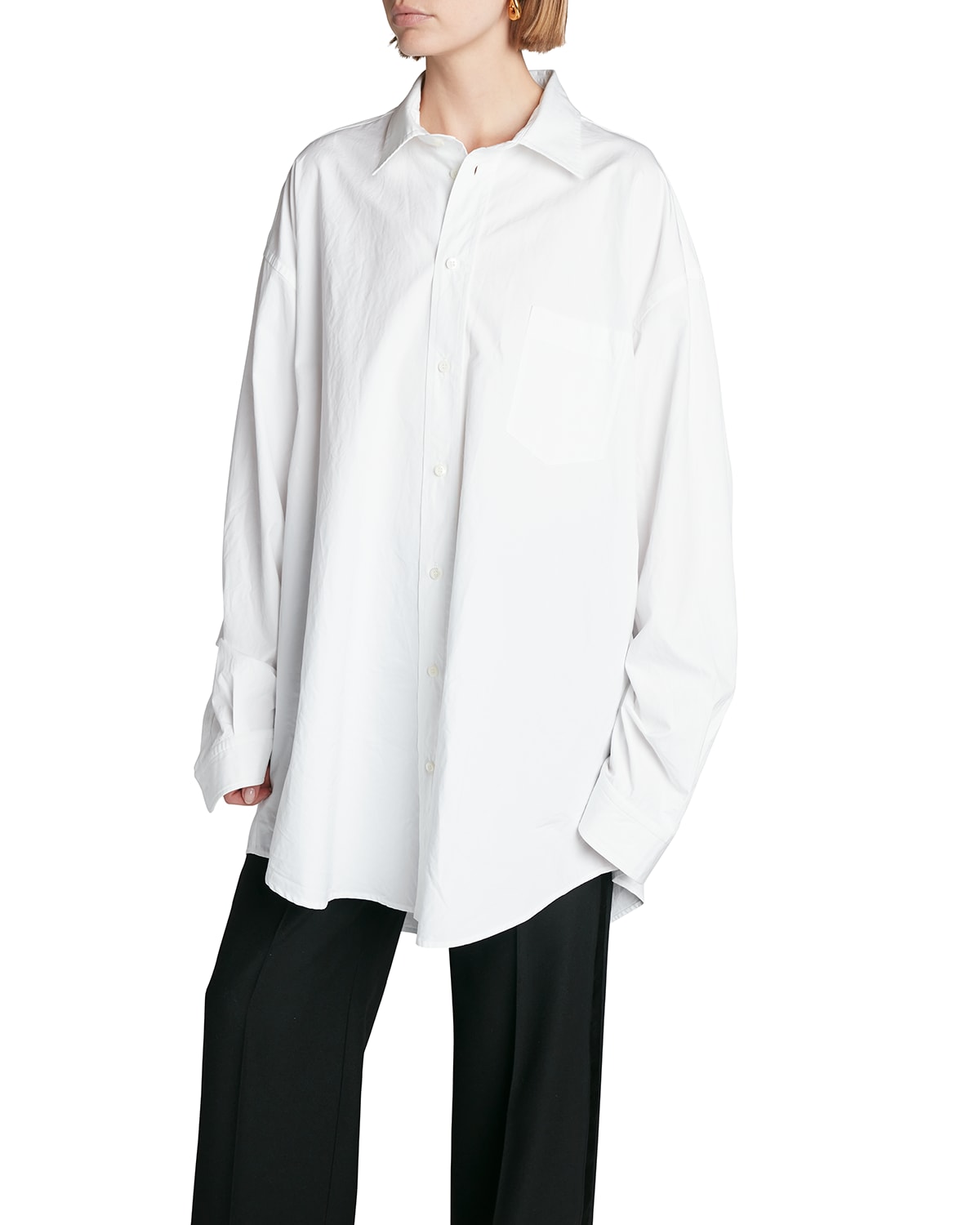 Balenciaga Back-Slit Oversized Button-Down Poplin Shirt