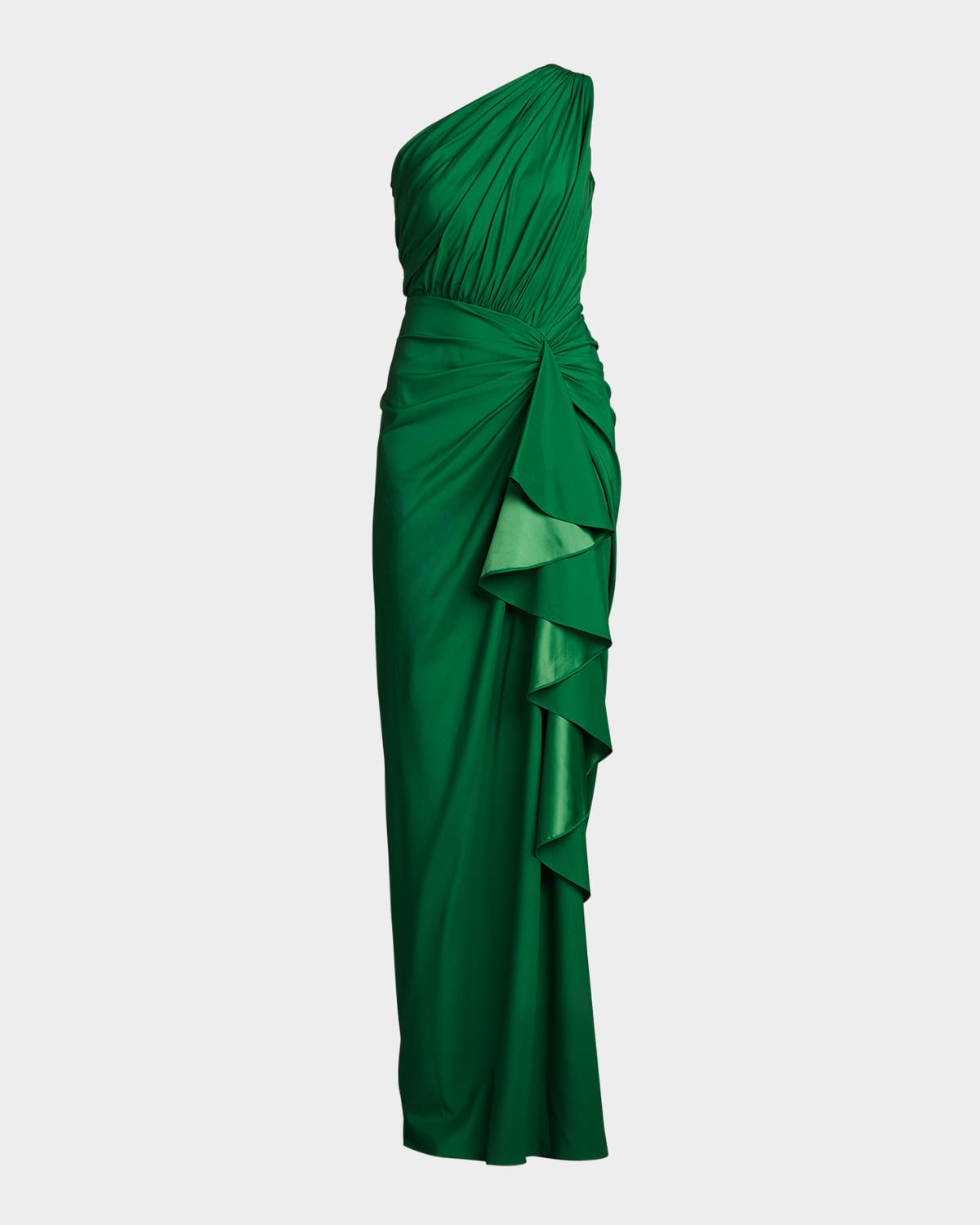 Tadashi Shoji One Shoulder Ruffle Gown