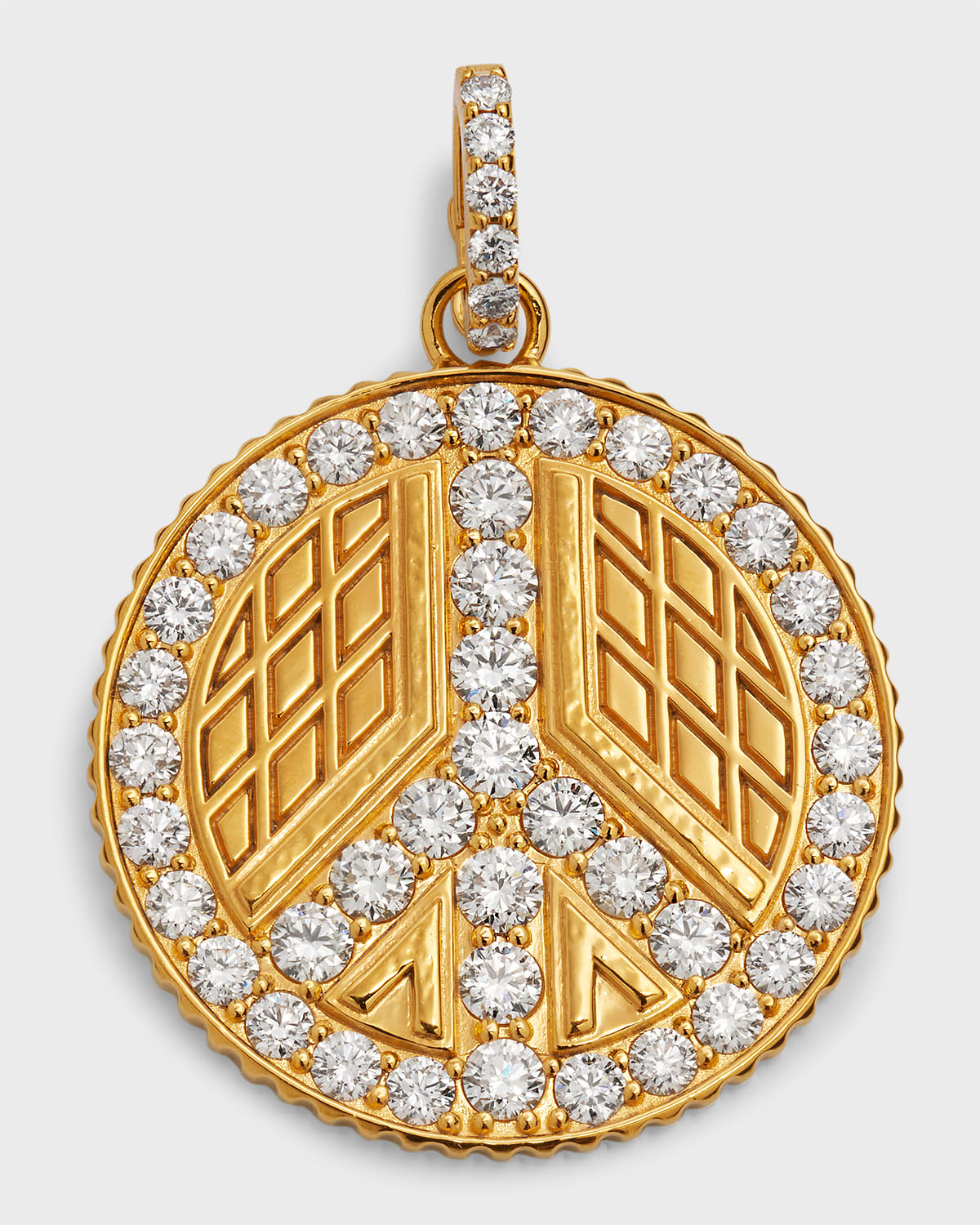 20K Yellow Gold Medium Hamsa Pendant with Diamonds