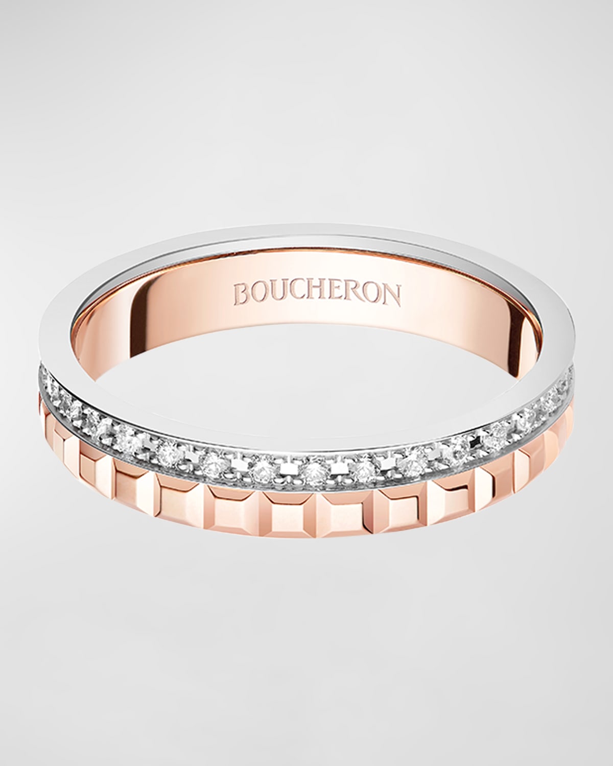 Boucheron Rose Gold and White Gold Quatre Diamond Ring, Size 52