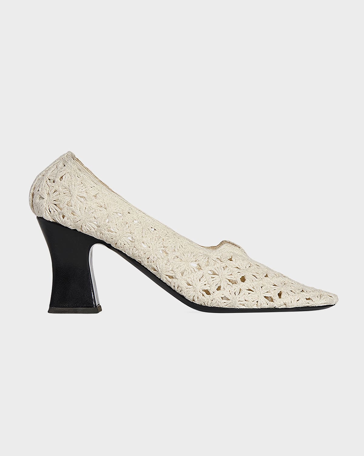 THE ROW Embroidered Cotton Block-Heel Pumps