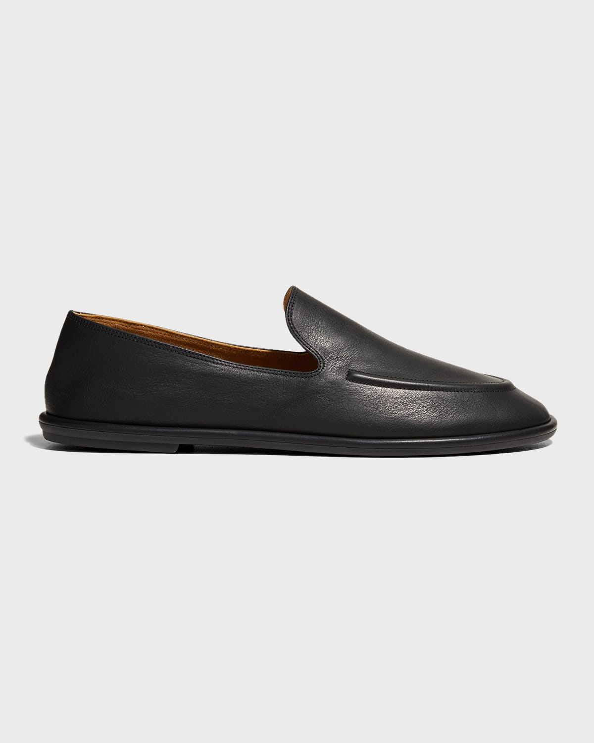 The Row Awar Leather Loafers Flat Sole In Blk Black