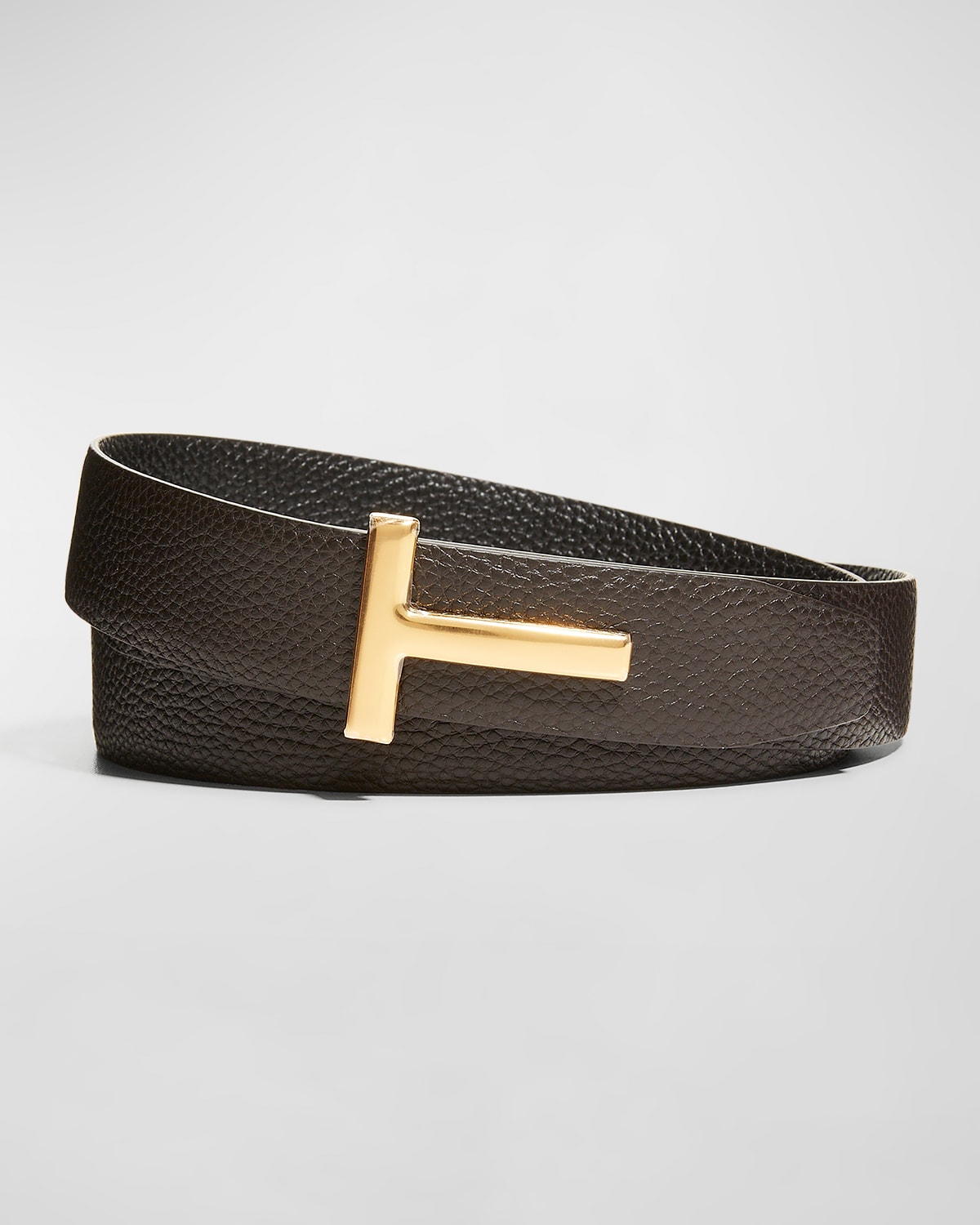 Tom Ford Logo-buckle Grained Leather Belt In Nero