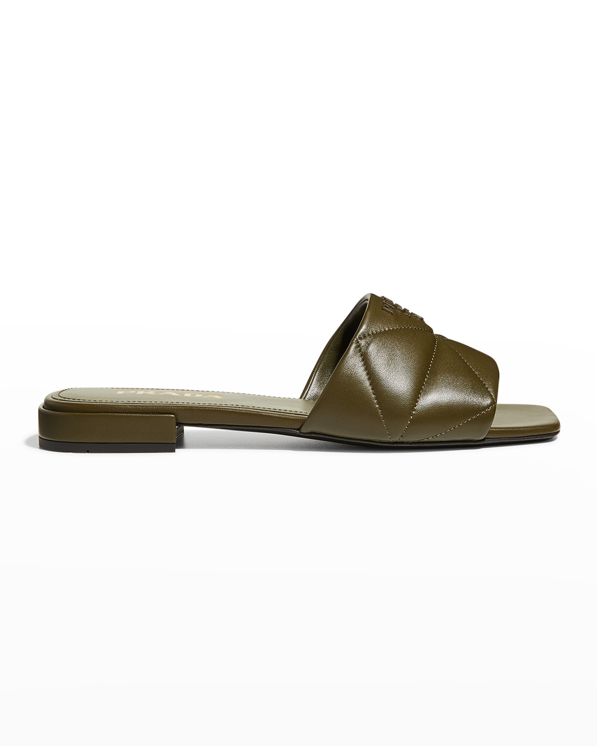 Quilted Lambskin Logo Flat Sandals