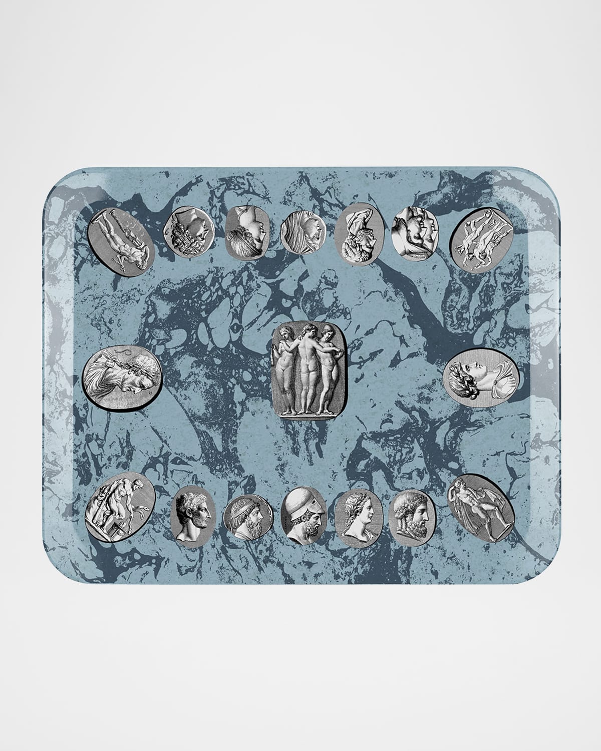 Fornasetti Cammei Tray In Blue Multi