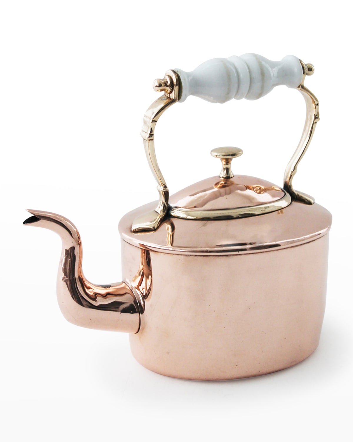 Coppermill Kitchen Antique English Tea Kettle W/ Porcelain Handle, Mid 19th Century In Copper