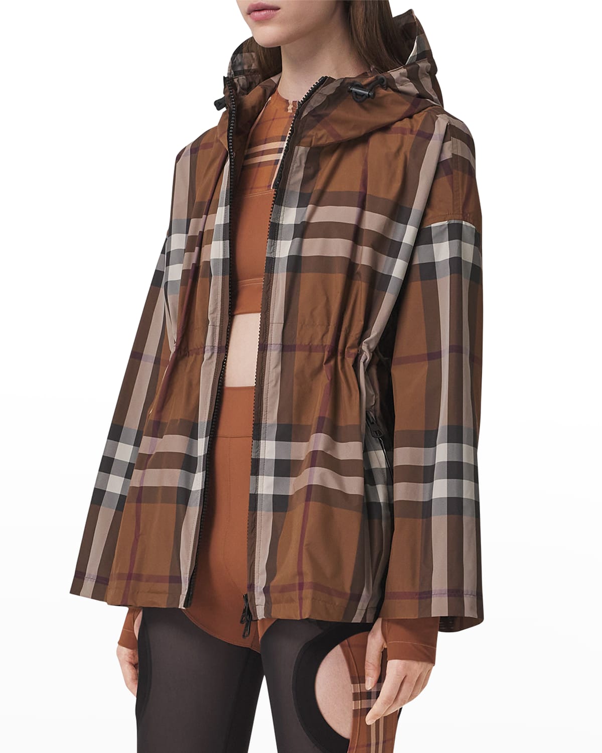 Burberry Bacton Check-Print Hooded Jacket
