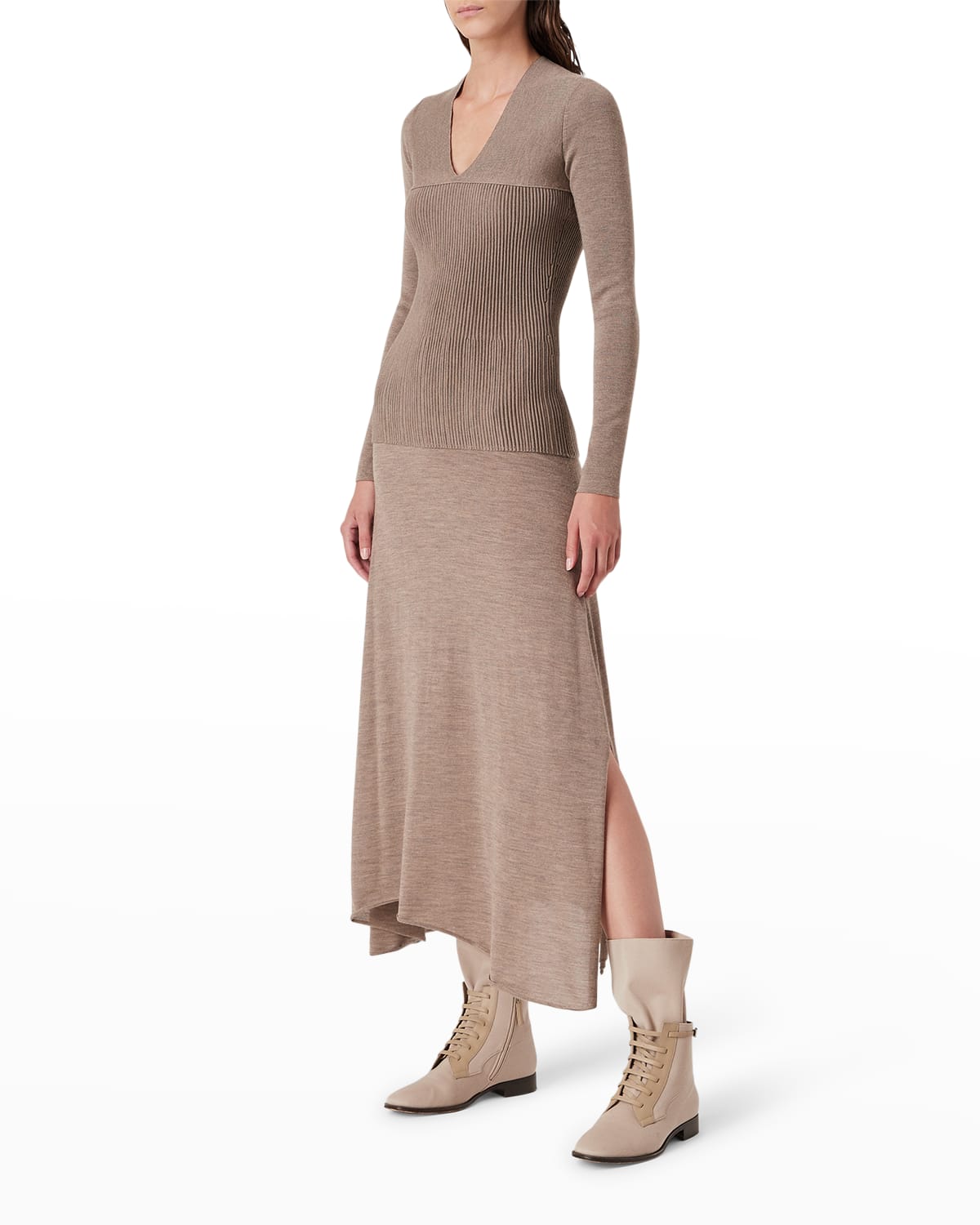 Long-Sleeve Ottoman Knit Maxi Dress
