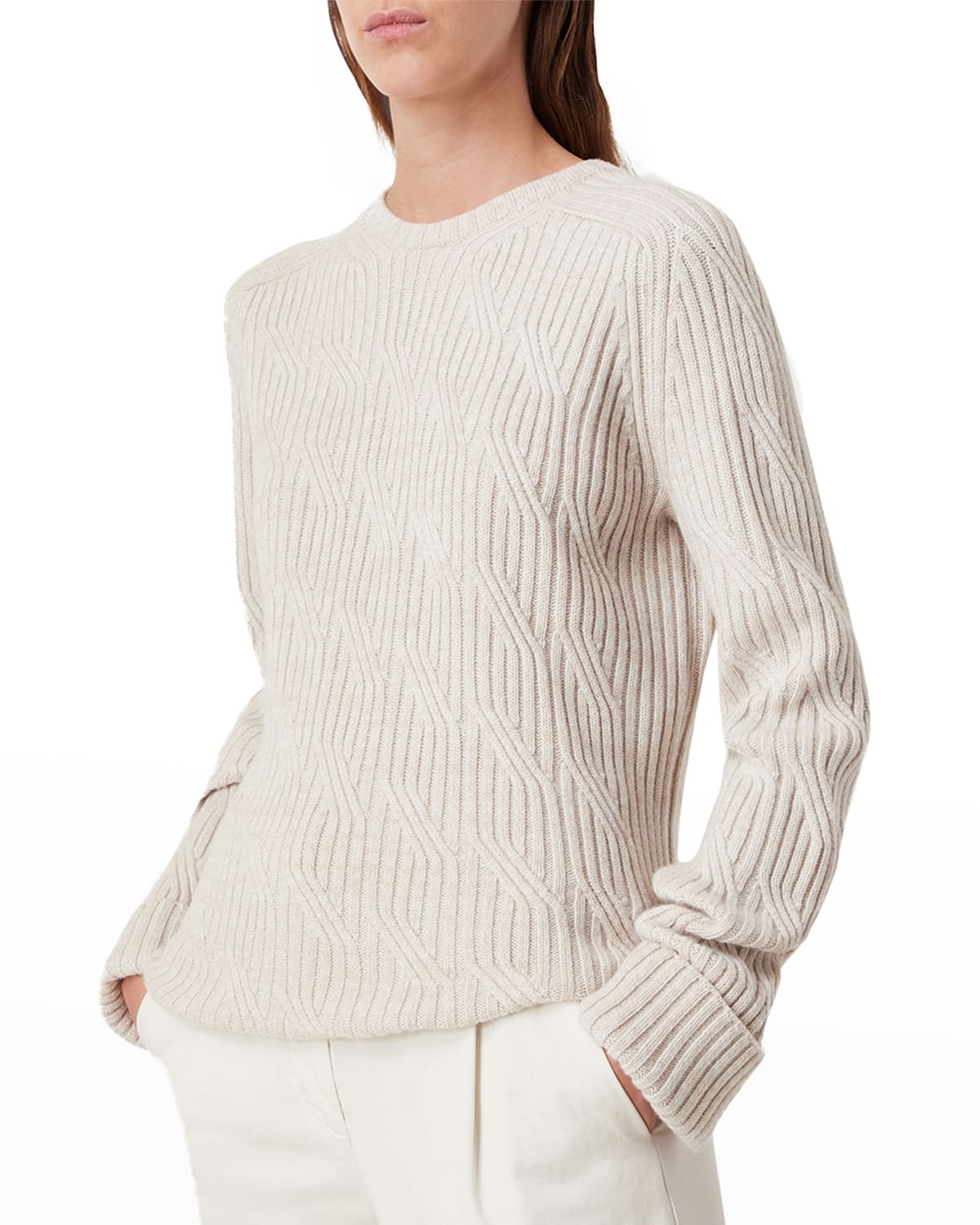 Shop Giorgio Armani Alashan Ribbed Cashmere Sweater In Solid Medium Beige