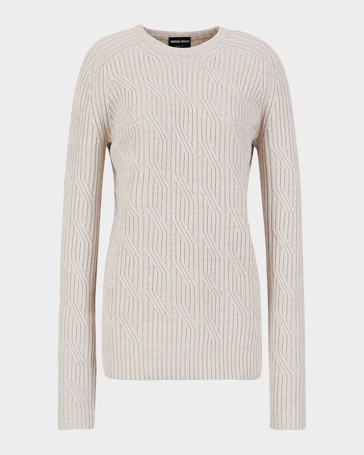 Giorgio Armani Alashan Ribbed Cashmere Sweater In Solid Medium Beige