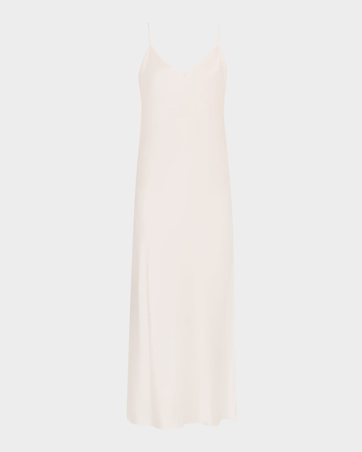 Christine Lingerie Long Silk Satin Nightgown In Pearl