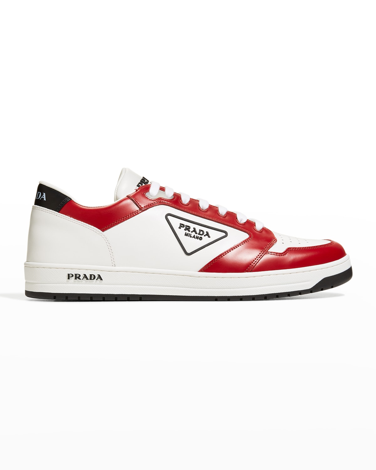 PRADA MEN'S AVENUE BICOLOR LEATHER LOW-TOP SNEAKERS