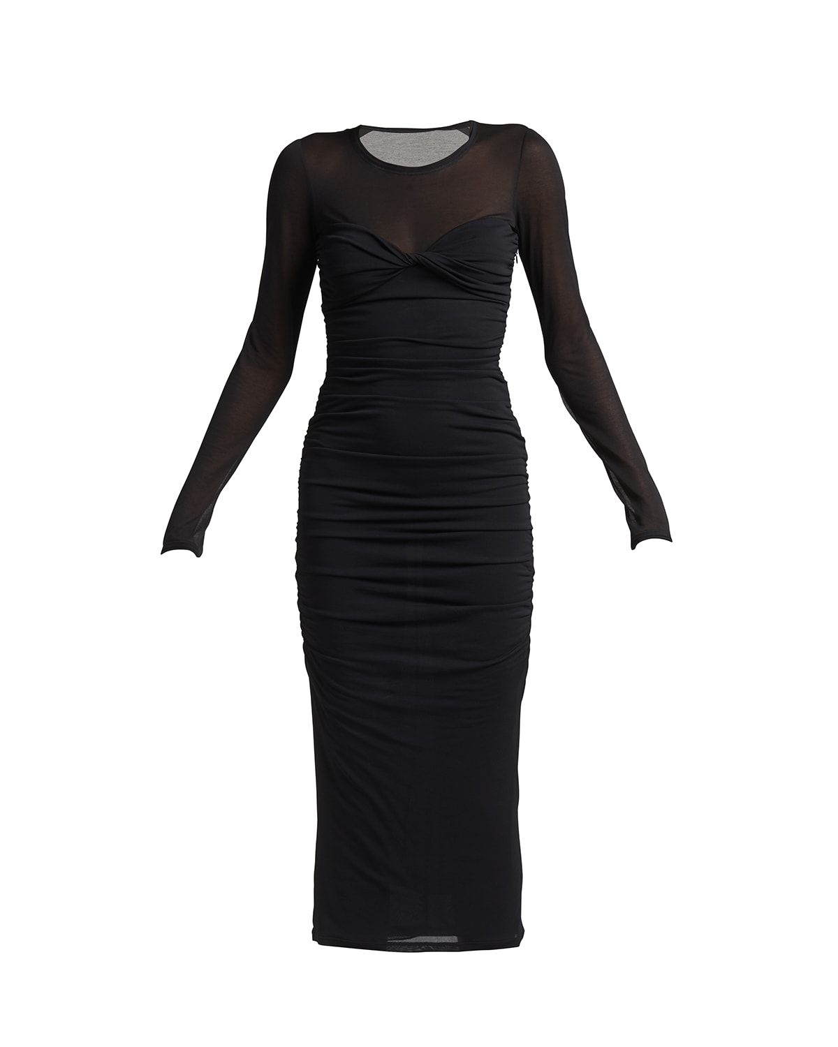 Ruched Twist-Bustier Midi Dress