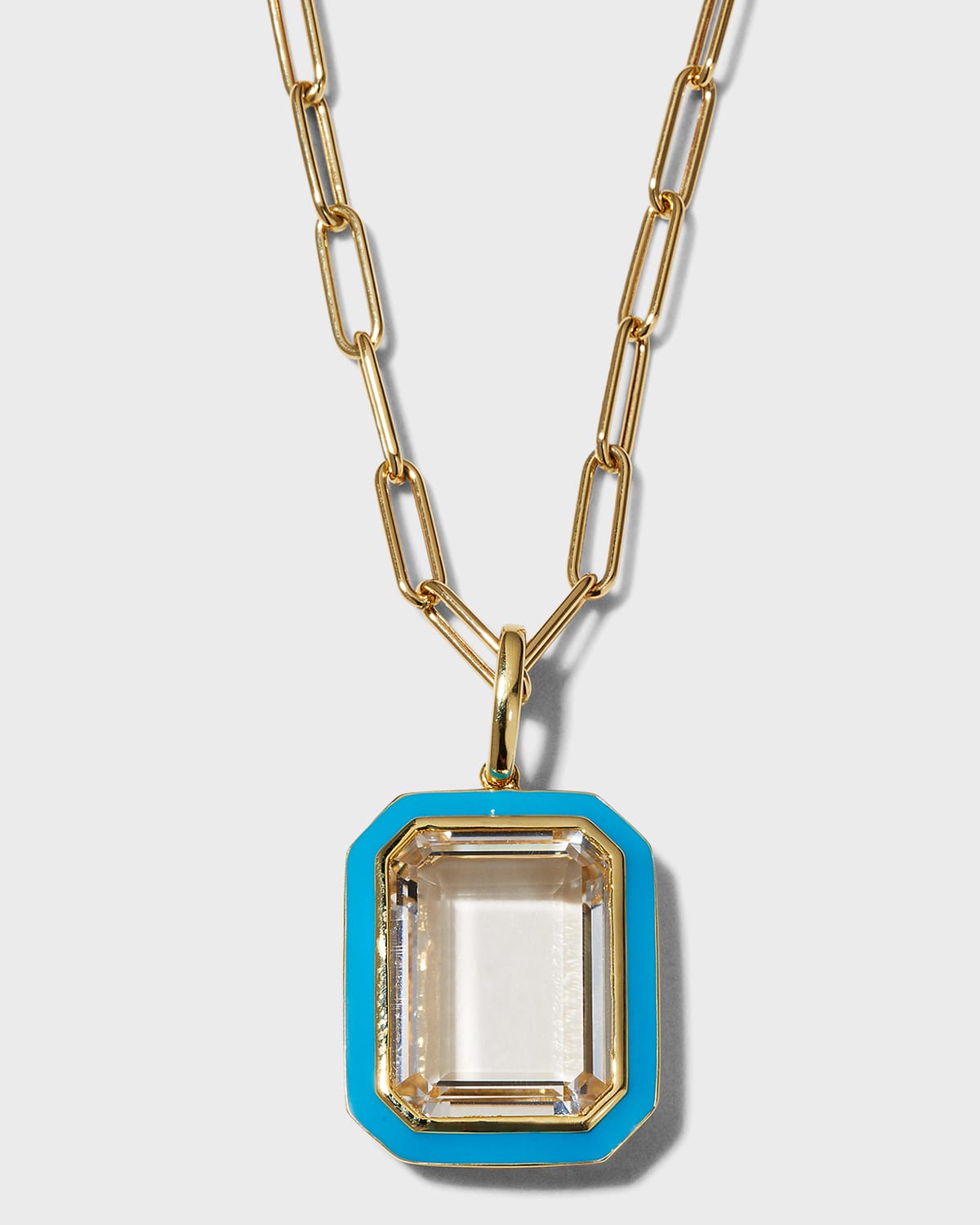 Goshwara 18K Queen Rock Crystal and Turquoise Enamel Pendant Necklace