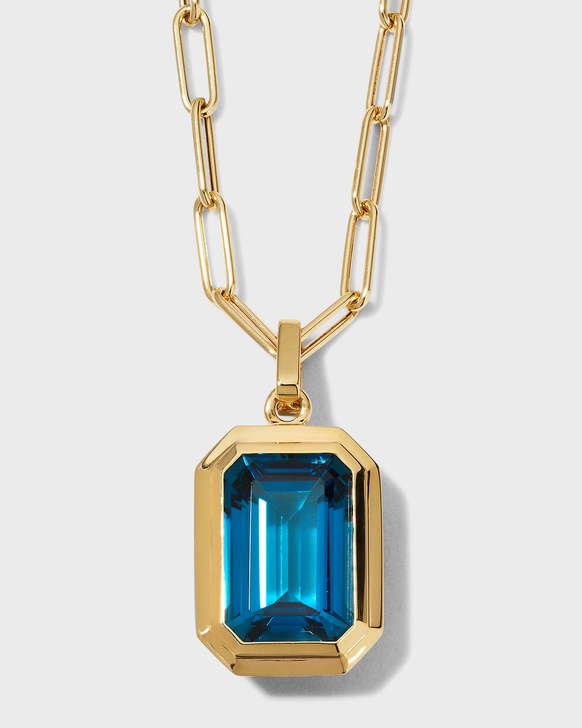 18K Manhattan London Blue Topaz Pendant Necklace