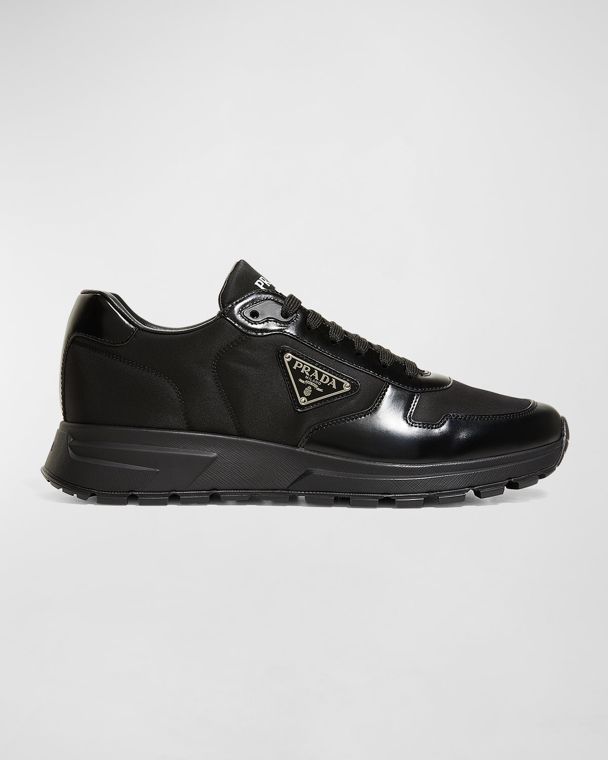 Shop Prada Men's Prax Tonal Low-top Sneakers In Black