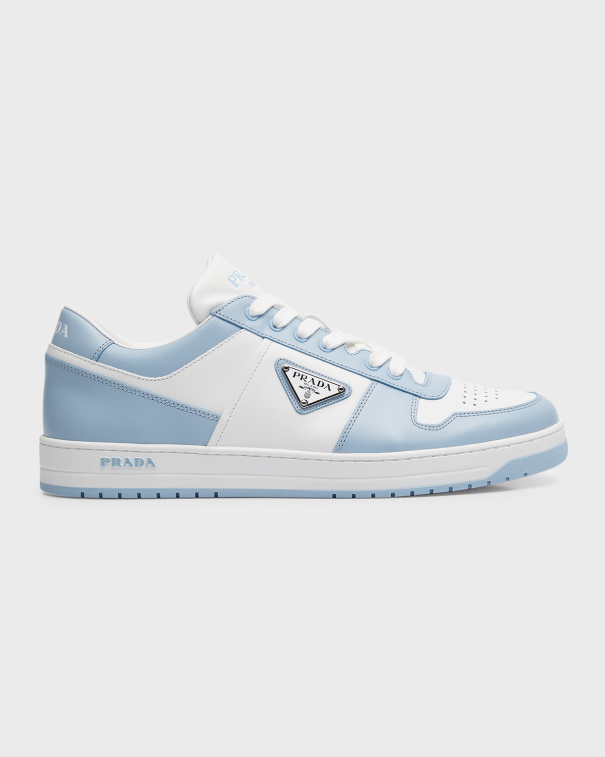 PRADA MEN'S DOWNTOWN LOGO LEATHER LOW-TOP SNEAKERS