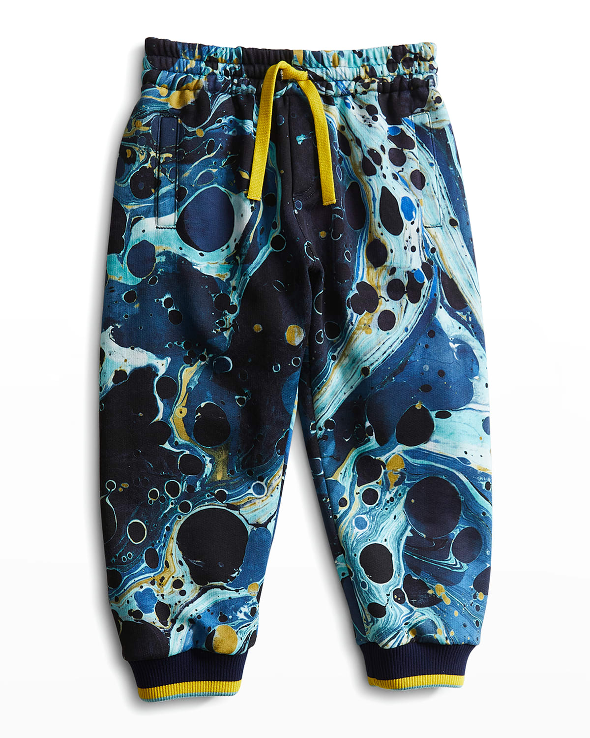 Dolce & Gabbana Boy's Marble-print Logo Jogger Pants In Marmorizzmix Blu