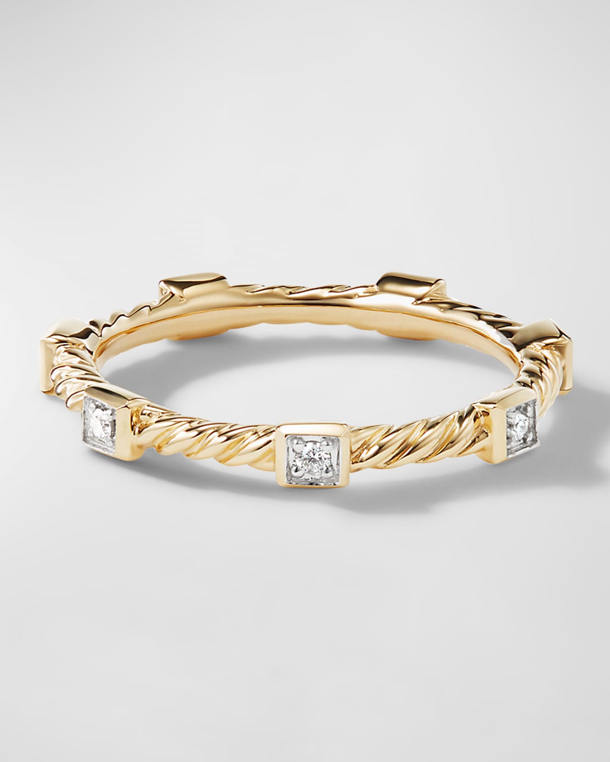 Cable Collectibles Stack Ring with Diamonds in 18K Gold, 2mm