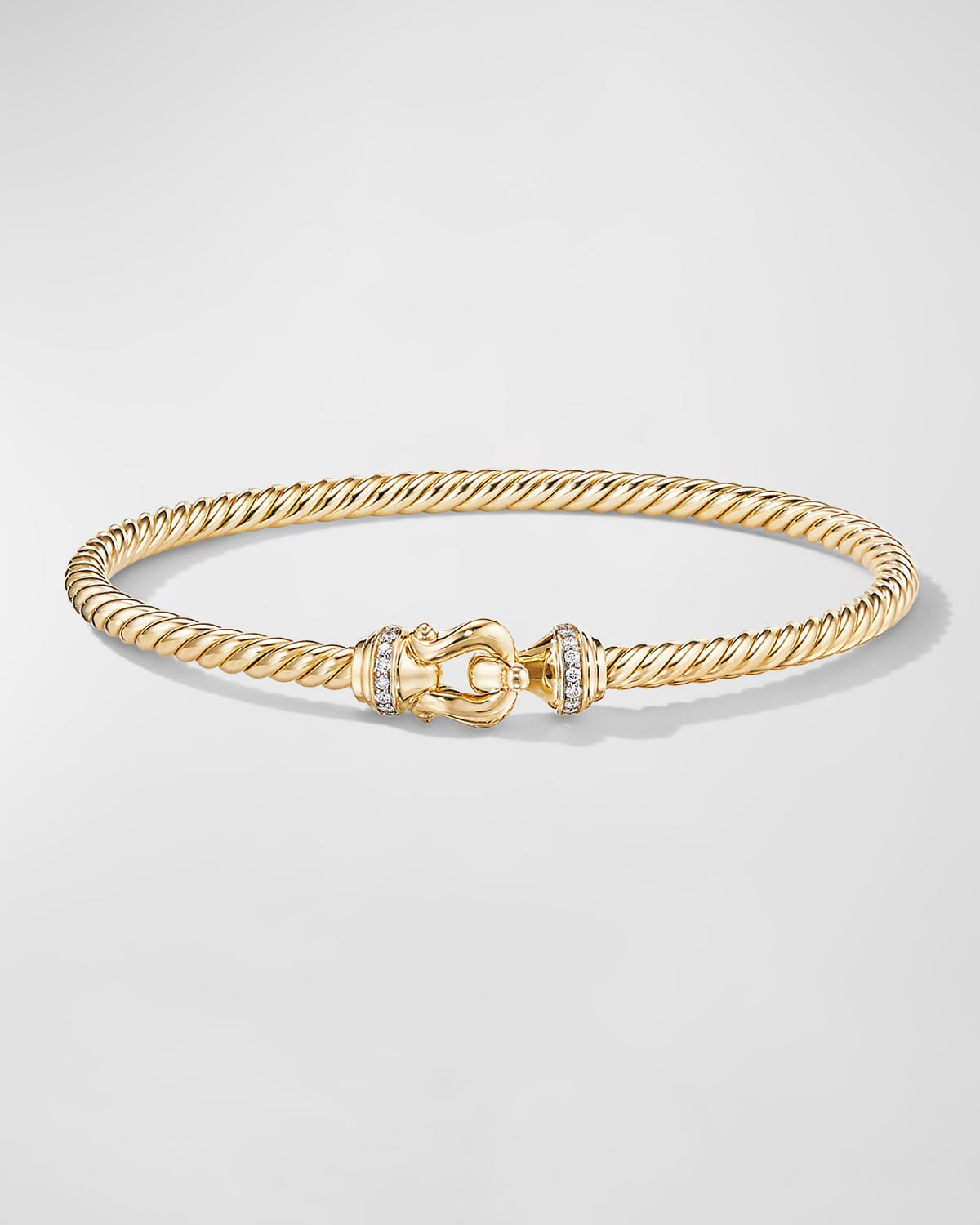 Cable Buckle Bracelet with Diamonds in 18K Gold, 3.5mm