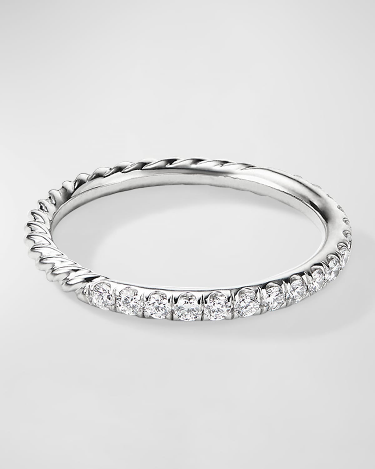 2mm Cable Pave Band Ring with Diamonds in 18k White Gold