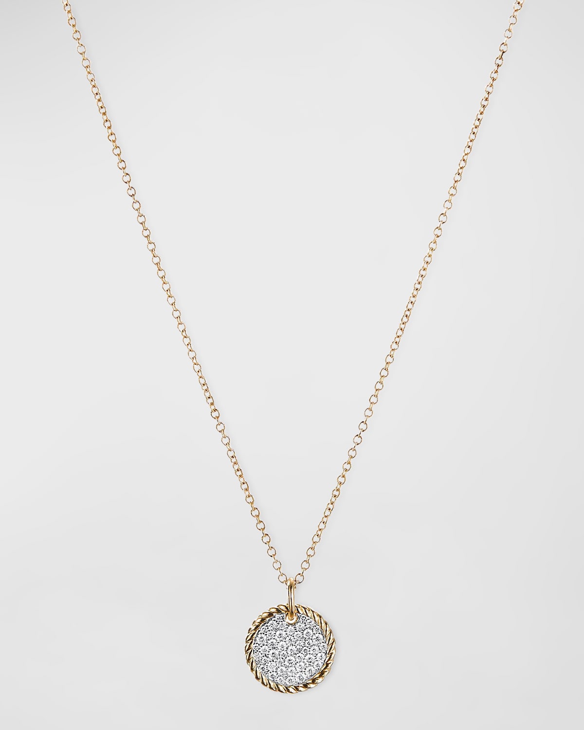 Pave Plate Pendant Necklace with Diamonds and 18k Gold
