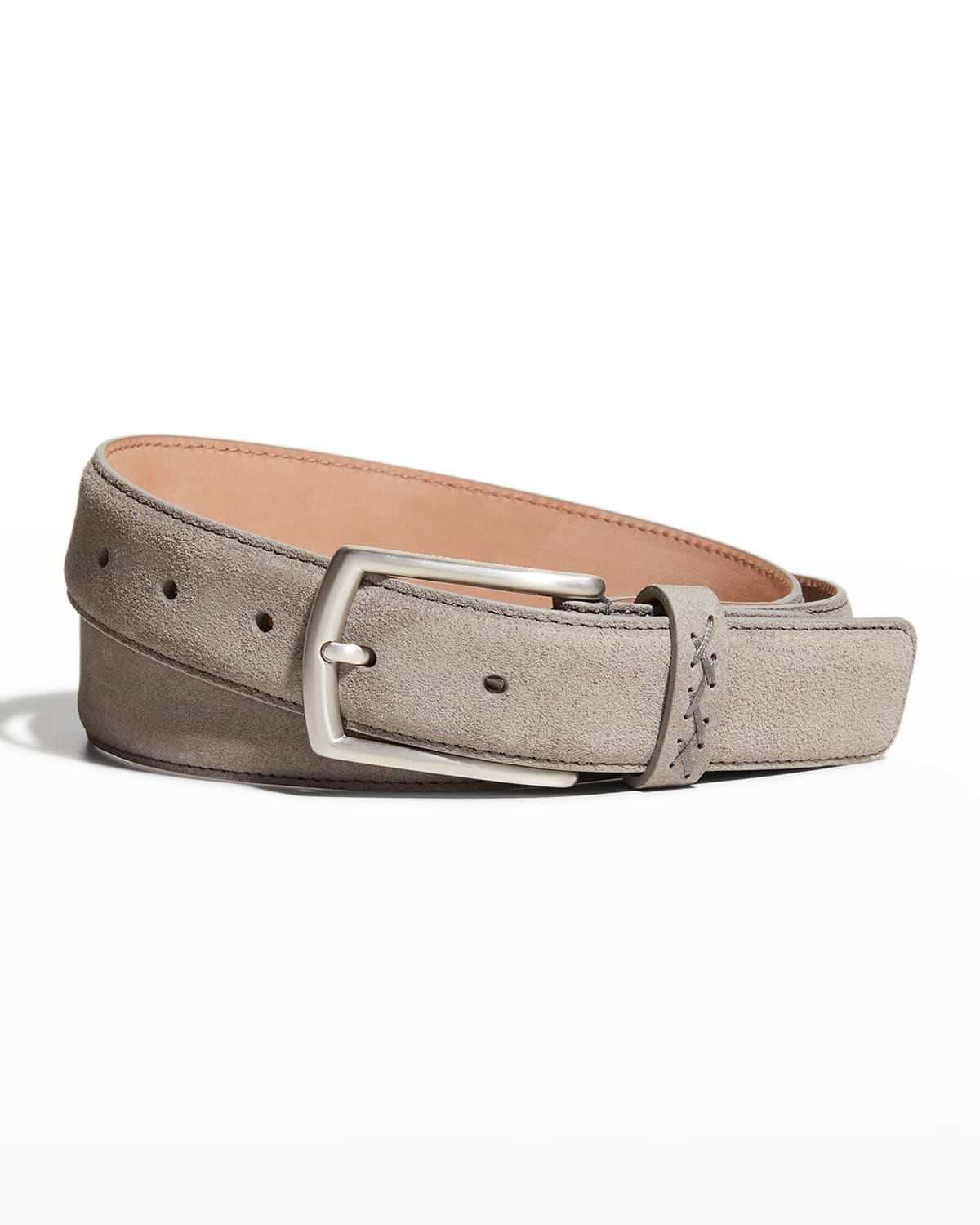 Zegna Luxe Leather Belt In Gray