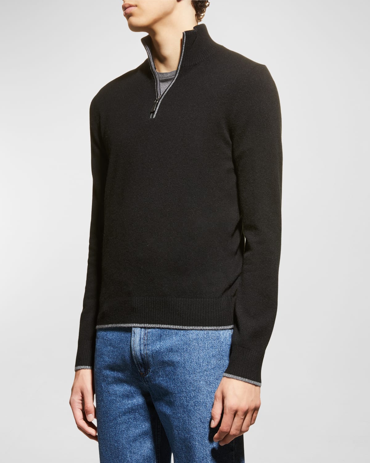 Nomad Men's Broadway Cashmere Quarter-zip Sweater In Black