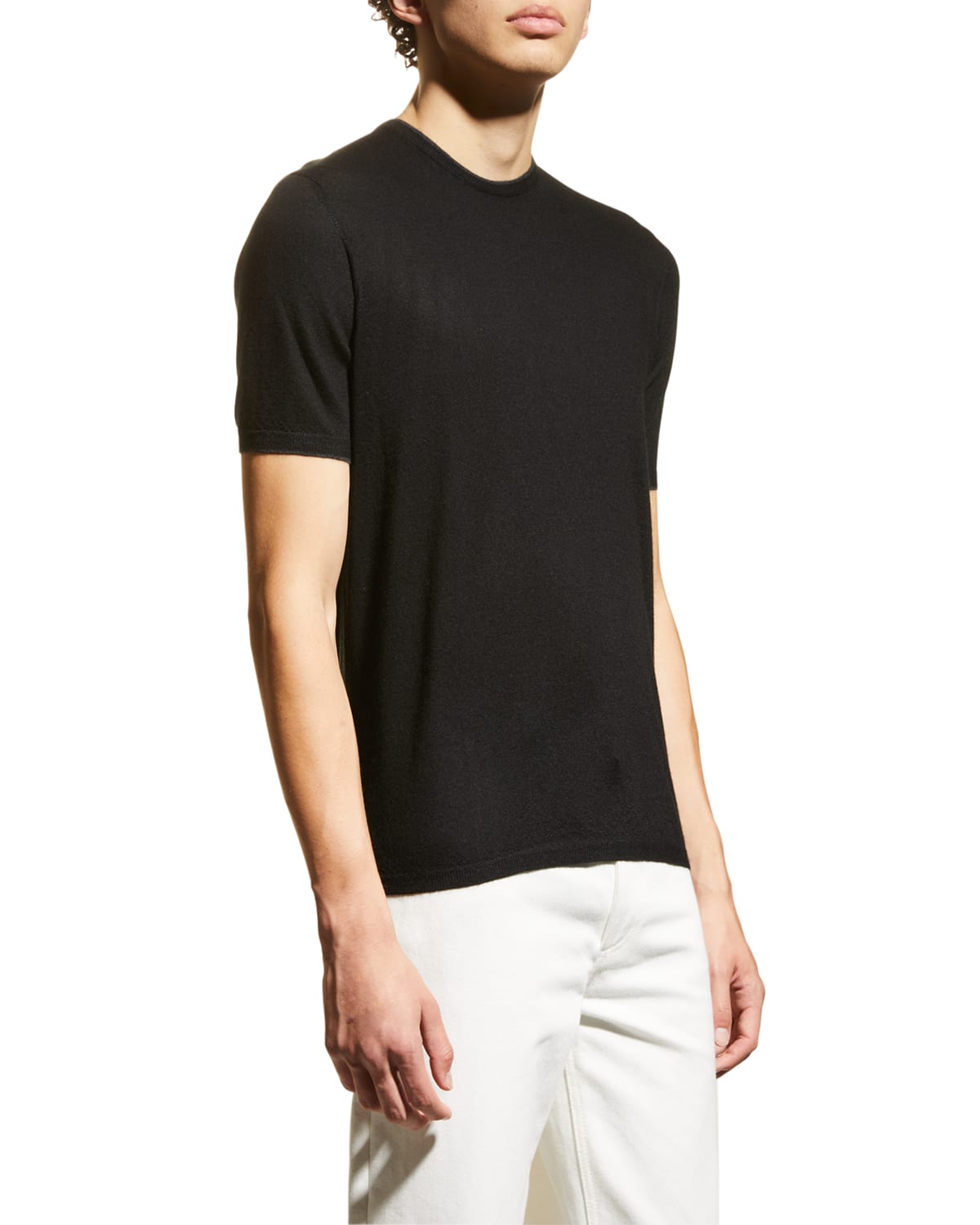 Nomad Men's Cashmere T-shirt W/ Tipping In Grey/ivory