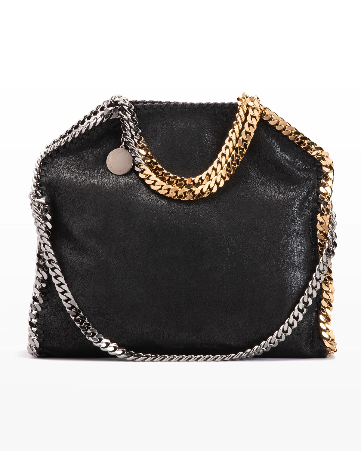 Stella Mccartney Mix Galvanic 3-chain Shimmer Tote Bag In Black