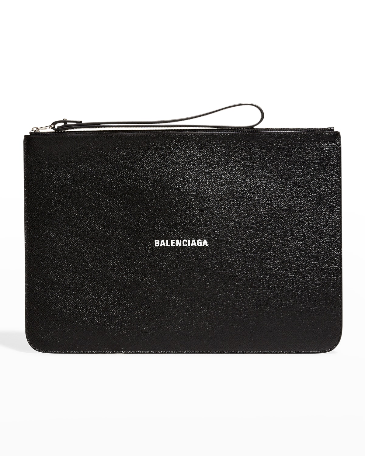 Balenciaga Zip Leather Pouch Clutch Bag