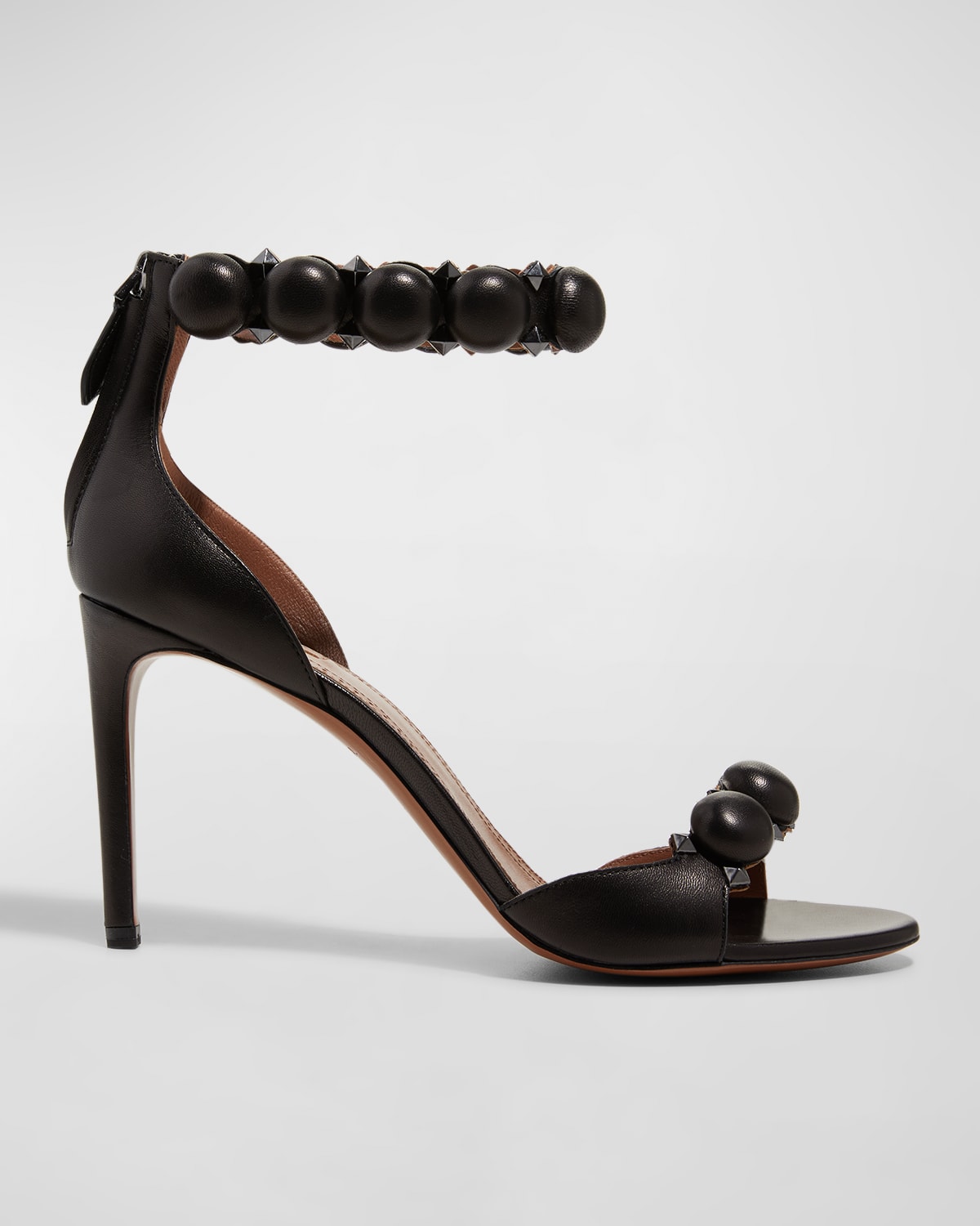 Shop Alaïa La Bombe Stud Ankle-wrap Stiletto Sandals In Noir