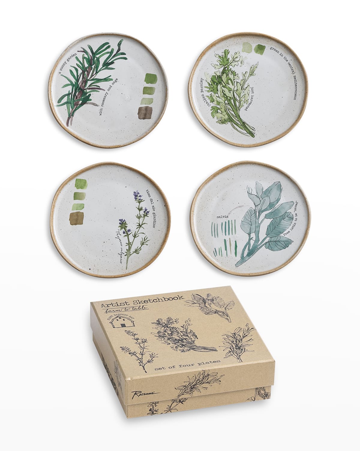 Shop Rosanna Farm To Table Herb Plates, Set Of 4 In Multi