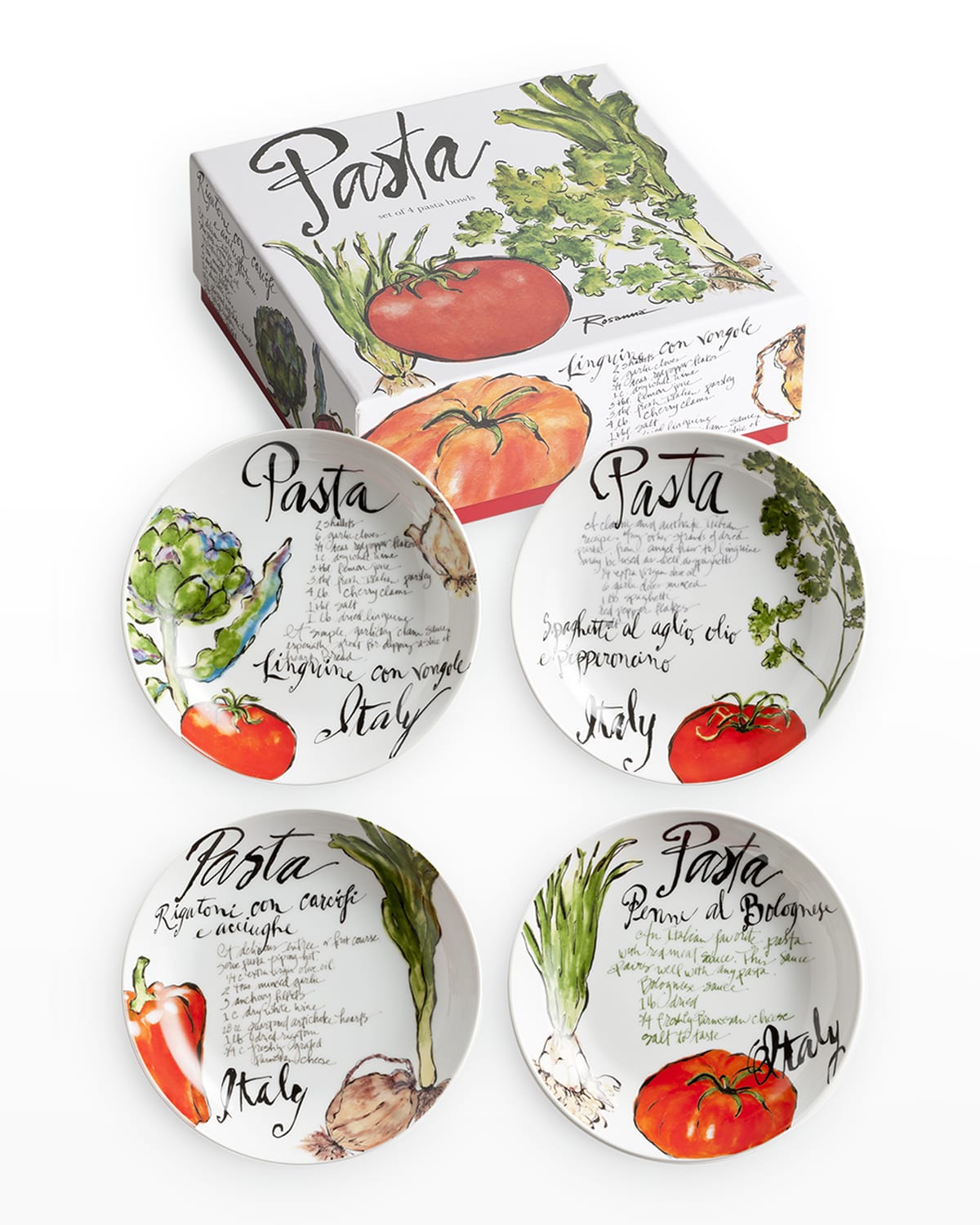 Shop Rosanna Pasta Italiana Pasta Bowls, Set Of 4 In Multi