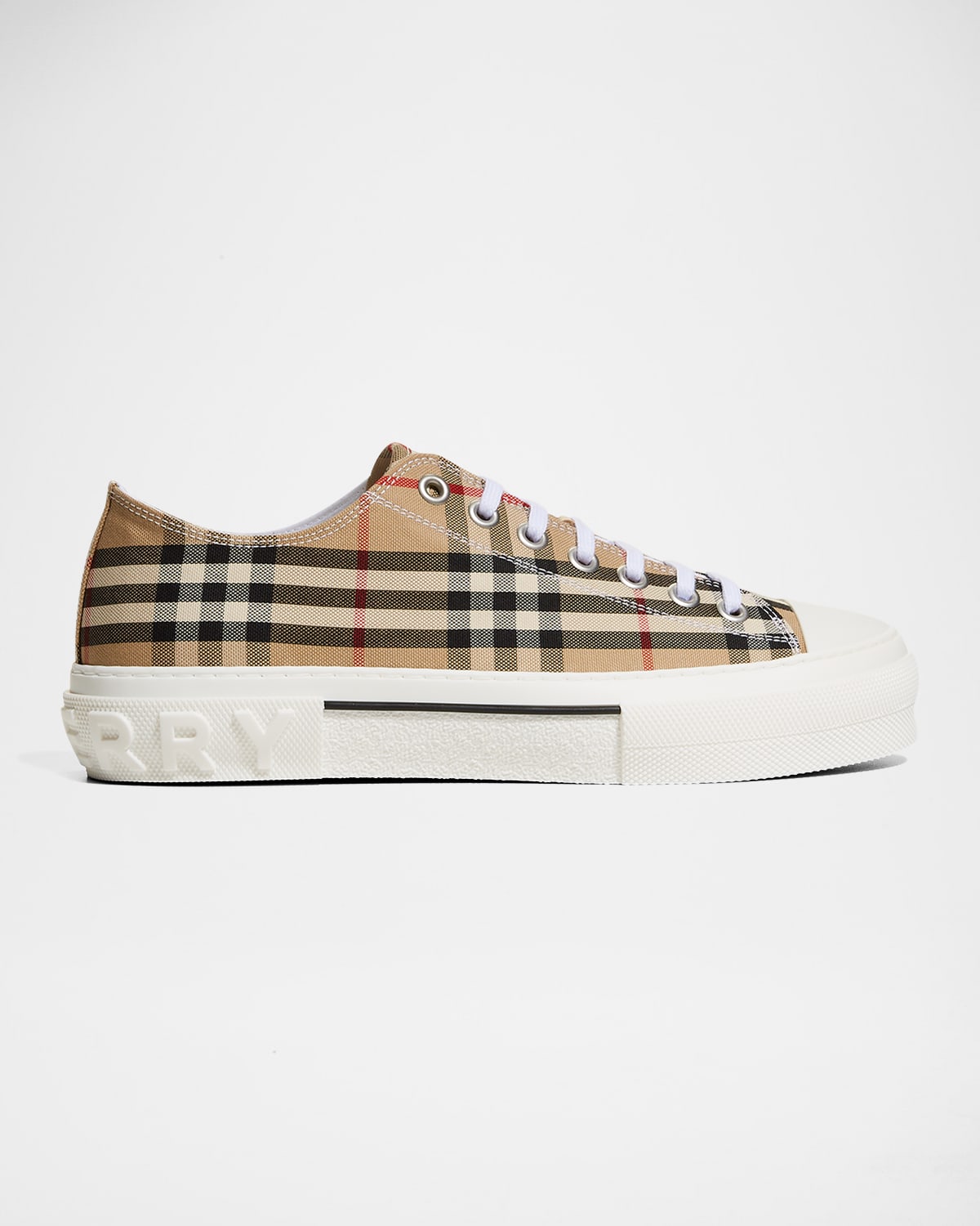 Burberry Beige Cotton Sneakers With Casual-chic Check Pattern In Archive Beige Ip Chk