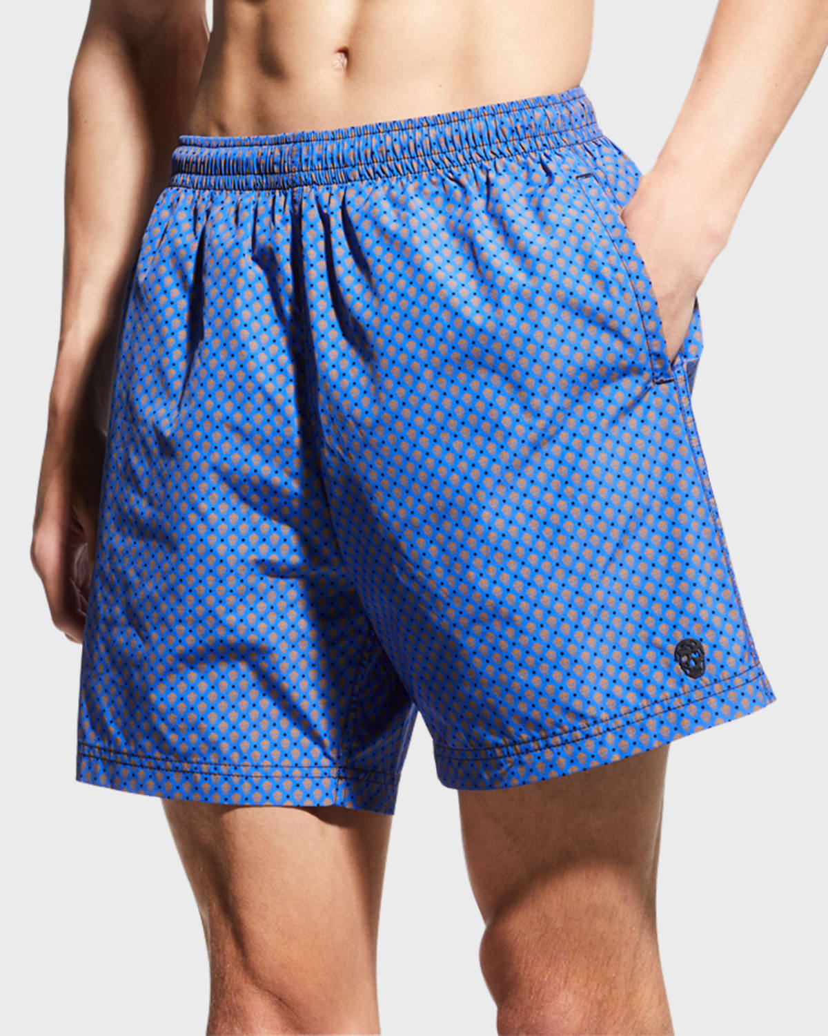 Alexander Mcqueen Men's Skull Dots Swim Shorts In Tempesta